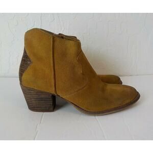 Marc Fisher Brown Ankle Boots Women 8M Suede Zip Western Cowgirl Festival Bootie